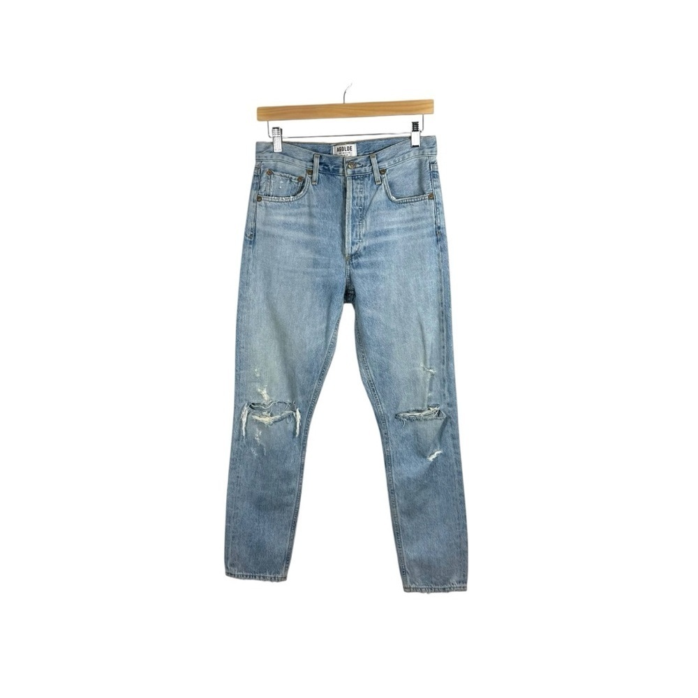 Agolde Women’s Jaime High Rise Distressed Straight Jeans in Light Wash Size 26